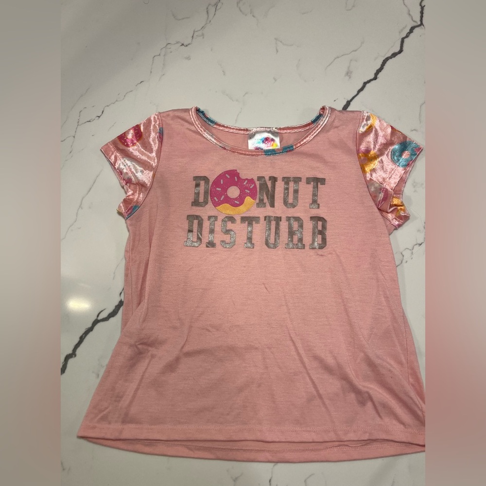 Kids Pink 'Donut Disturb' Pajama Top
